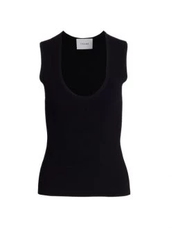 Frame U-Neck Short-Sleeve Top Americano