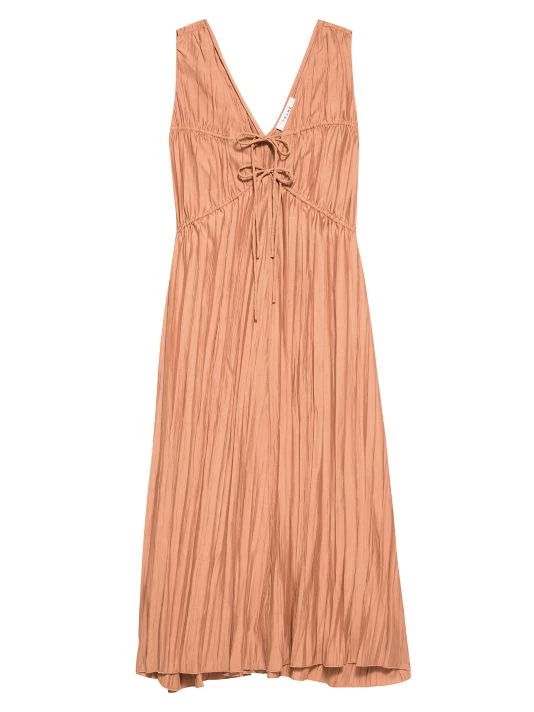 Frame Cinched Crinkle Midi Dress Off White 3 Frame Cinched Crinkle Midi Dress Off White