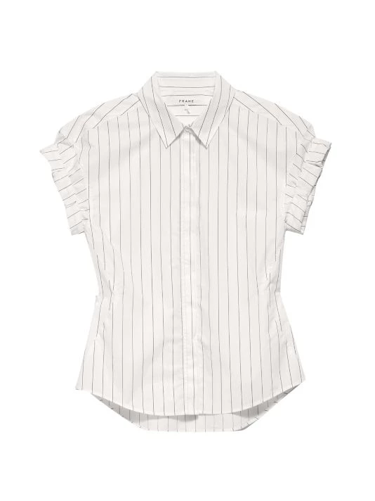 Frame Rolled-Sleeve Stripe Button-Down Top 3 Frame Rolled-Sleeve Stripe Button-Down Top