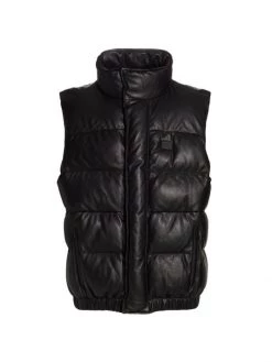 Frame O-Plaque Quilted Leather Vest For Men