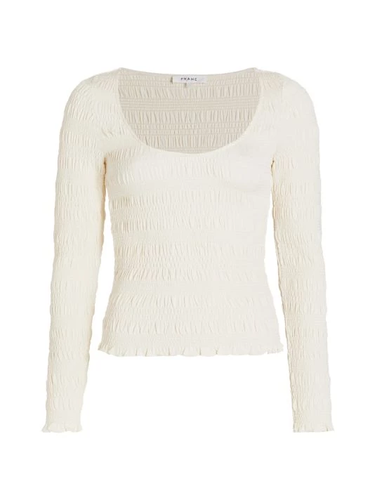 Frame Smocked Knit Cropped Top 3 Frame Smocked Knit Cropped Top