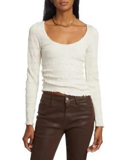 Frame Smocked Knit Cropped Top 11 Frame Smocked Knit Cropped Top -Frame Sales Store unnamed file 1312