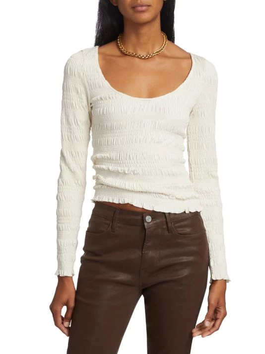 Frame Smocked Knit Cropped Top 5 Frame Smocked Knit Cropped Top - Image 3