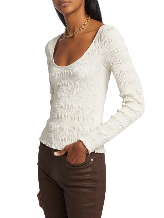 Frame Smocked Knit Cropped Top 6 Frame Smocked Knit Cropped Top - Image 4