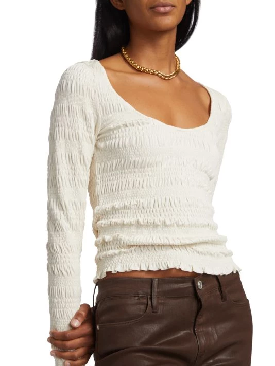 Frame Smocked Knit Cropped Top 8 Frame Smocked Knit Cropped Top - Image 6