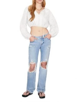 Frame Shirred Cropped Eyelet-Embroidered Blouse Terracotta -Frame Sales Store unnamed file 1403