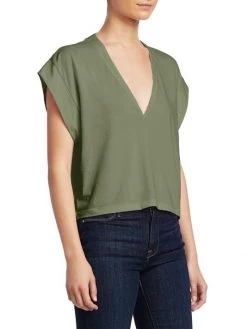 Frame Le High Rise V-Neck Tee Blanc -Frame Sales Store unnamed file 1629