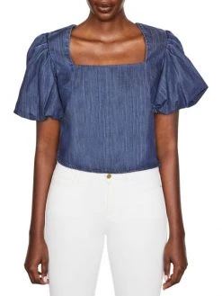 Frame Nina Cropped Chambray Blouse -Frame Sales Store unnamed file 1855