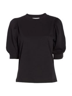 Frame Frankie Puff-Sleeve T-Shirt Noir