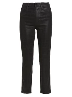 Frame Le Sylvie Croc-Printed Stretch Coated Jeans