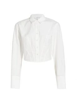 Frame Seamed Cotton Poplin Shirt