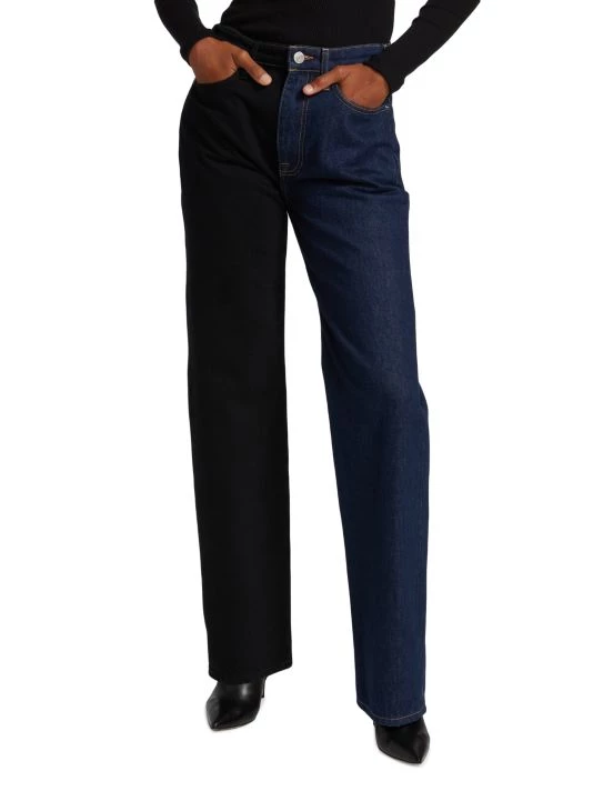 Frame Le Jane High-Rise Two-Tone Straight-Fit Jeans 5 Frame Le Jane High-Rise Two-Tone Straight-Fit Jeans - Image 3