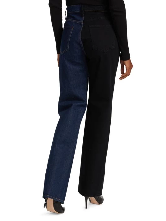 Frame Le Jane High-Rise Two-Tone Straight-Fit Jeans 7 Frame Le Jane High-Rise Two-Tone Straight-Fit Jeans - Image 5