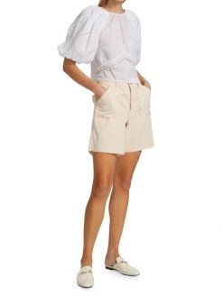 Frame Inset Lace Puff-Sleeve Top -Frame Sales Store unnamed file 2004