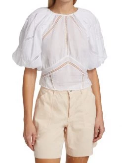 Frame Inset Lace Puff-Sleeve Top -Frame Sales Store unnamed file 2005