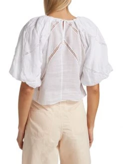 Frame Inset Lace Puff-Sleeve Top -Frame Sales Store unnamed file 2007