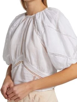 Frame Inset Lace Puff-Sleeve Top -Frame Sales Store unnamed file 2008