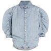 Frame Ruched Puff-Sleeve Denim Shirt 2 Frame Ruched Puff-Sleeve Denim Shirt -Frame Sales Store unnamed file 2129