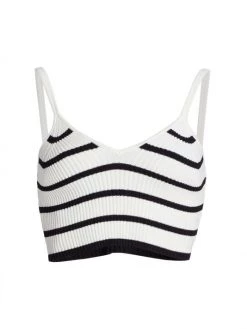 Frame Striped Ribbed-Knit Tank Top