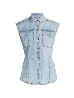 Frame Arie Denim Button-Front Top