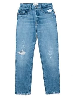Frame Le Slouch Mid-Rise Distressed Straight-Leg Jeans
