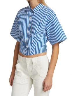 Frame Striped Cropped Shirt -Frame Sales Store unnamed file 2261
