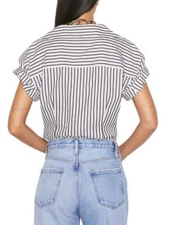 Frame Stripe Rolled-Sleeve Button-Down Top 9 Frame Stripe Rolled-Sleeve Button-Down Top -Frame Sales Store unnamed file 2296
