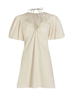 Frame Tie-Neck & Puff-Sleeve Minidress