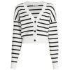 Frame Striped Ribbed-Knit Cardigan