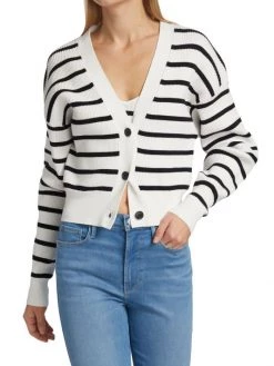 Frame Striped Ribbed-Knit Cardigan -Frame Sales Store unnamed file 2444