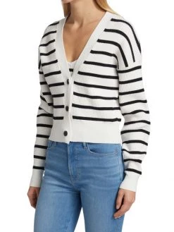 Frame Striped Ribbed-Knit Cardigan -Frame Sales Store unnamed file 2445