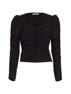 Frame Ruched Tie-Neck Top