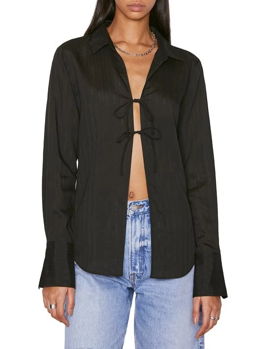 Frame Delicate Tie Front Striped Top 5 Frame Delicate Tie Front Striped Top - Image 3