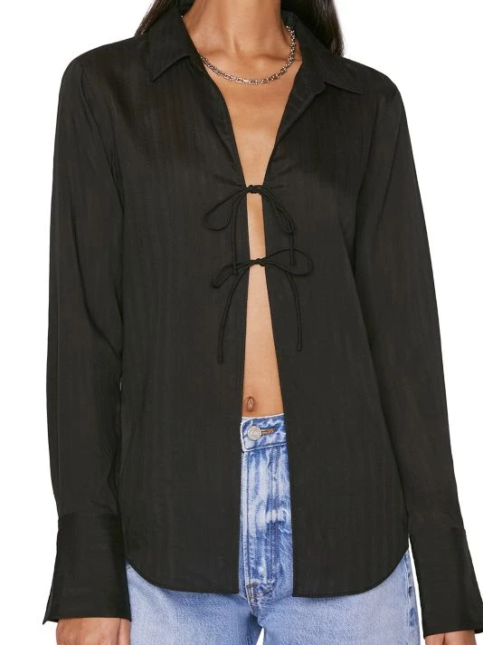 Frame Delicate Tie Front Striped Top 8 Frame Delicate Tie Front Striped Top - Image 6