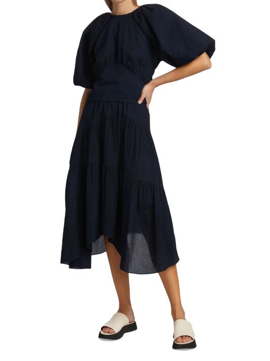 Frame Gathered Seam Puff-Sleeve Top Navy 4 Frame Gathered Seam Puff-Sleeve Top Navy - Image 2