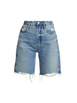 Frame High-Rise Denim Bermuda Shorts