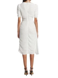 Frame Polka Dotted Gathered Keyhole Tie-Neck Dress -Frame Sales Store unnamed file 2656