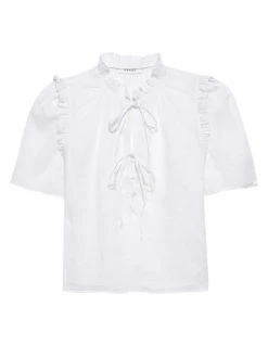 Frame Tie Neck Ruffle Collar Blouse Navy -Frame Sales Store unnamed file 2694