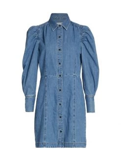 Frame Denim Puff-Sleeve Dress