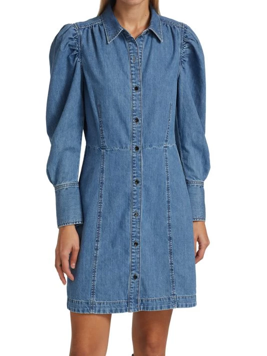 Frame Denim Puff-Sleeve Dress 5 Frame Denim Puff-Sleeve Dress - Image 3