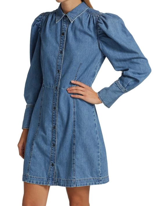 Frame Denim Puff-Sleeve Dress 6 Frame Denim Puff-Sleeve Dress - Image 4