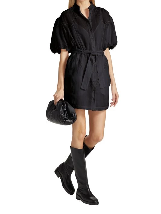 Frame Inset Lace Puff-Sleeve Minidress Black 4 Frame Inset Lace Puff-Sleeve Minidress Black - Image 2