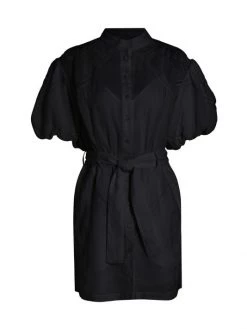 Frame Inset Lace Puff-Sleeve Minidress Black 9 Frame Inset Lace Puff-Sleeve Minidress Black -Frame Sales Store unnamed file 2886