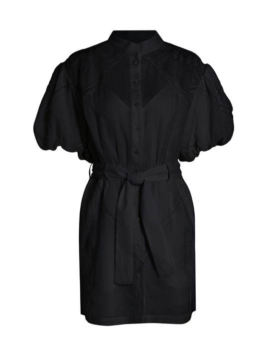 Frame Inset Lace Puff-Sleeve Minidress Black 6 Frame Inset Lace Puff-Sleeve Minidress Black - Image 4