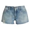 Frame La Grand Garçon High-Rise Distressed Biodegradable Cut-Off Denim Shorts