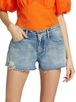 Frame La Grand Garçon High-Rise Distressed Biodegradable Cut-Off Denim Shorts -Frame Sales Store unnamed file 2889