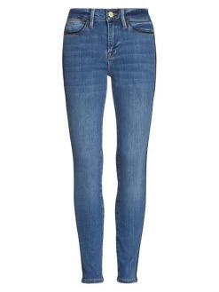 Frame Le High High-Rise Piped Stretch Skinny Jeans