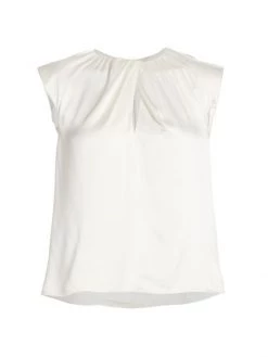 Frame Silk Twist Neck Top Off White
