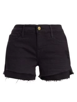 Frame Distressed High-Rise Denim Shorts