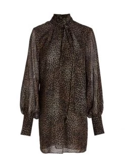 Frame Tie-Neck Silk Minidress